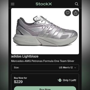 adidas AMG MERCEDES F1 Lightblaze Silver Athletic Shoes